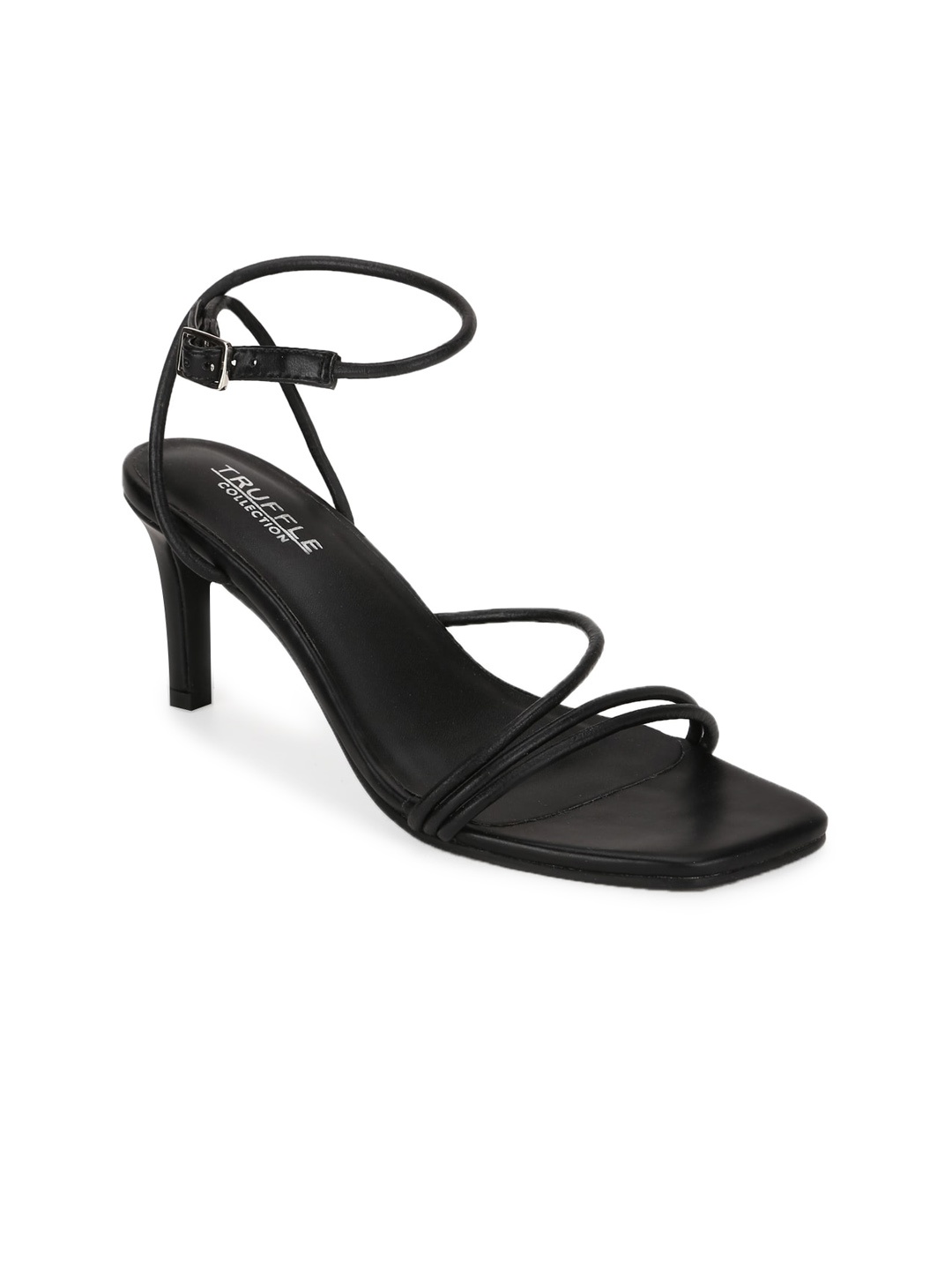 

Truffle Collection Women Black PU Sandals With Buckle