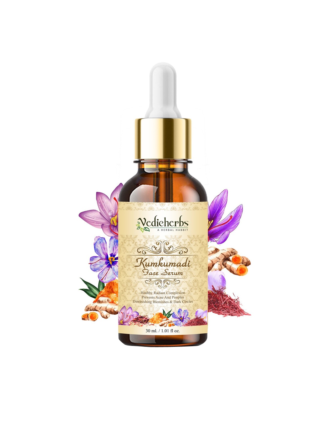 

Vedicherbs Kumkumadi Face Glowing Oil Serum 30ml, Red