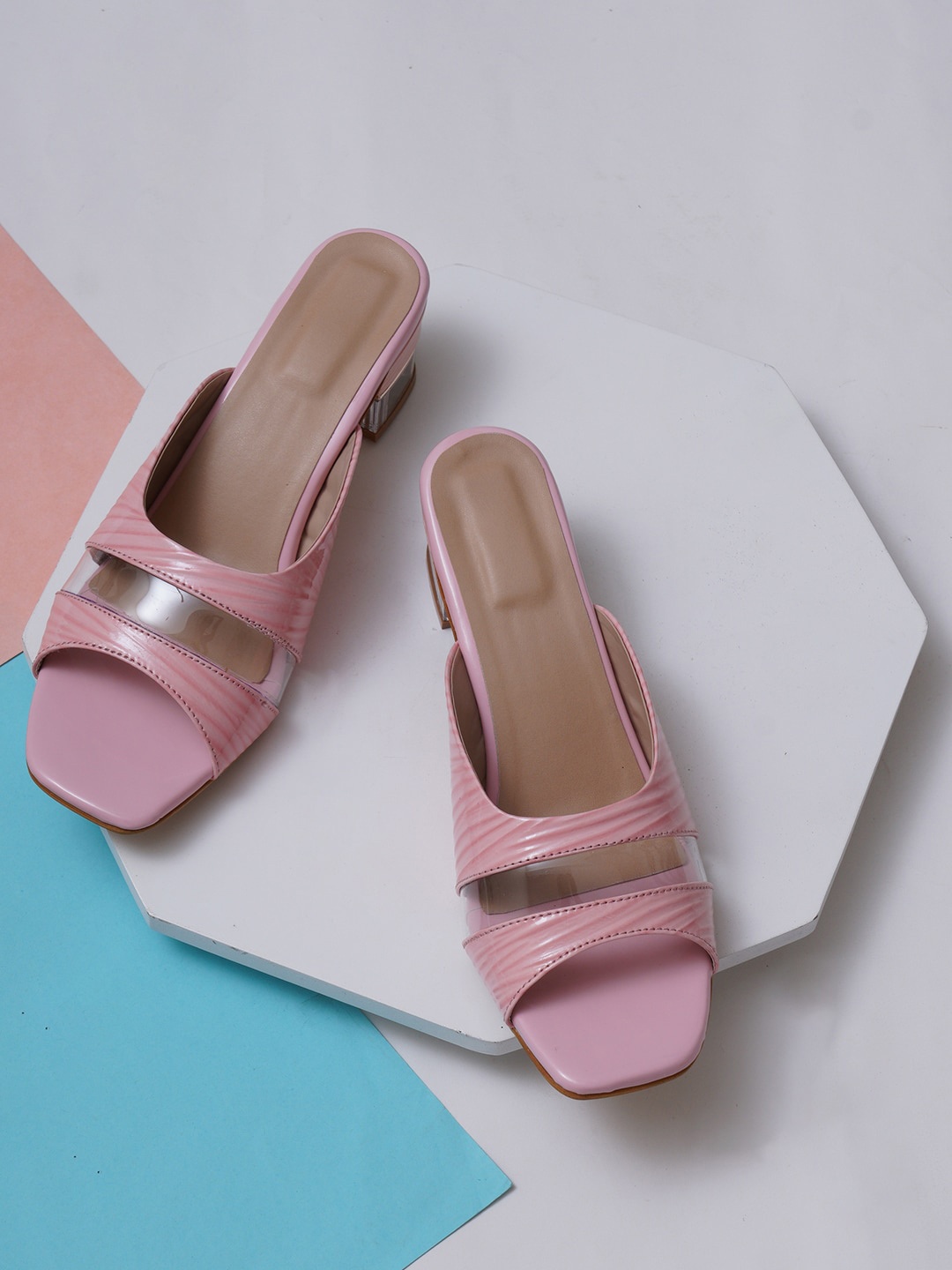 

Misto Pink Printed PU Block Heels