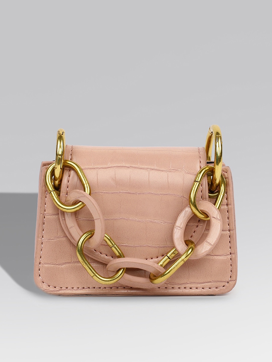 

HAUTE SAUCE by Campus Sutra Women Pink Textured PU Oversized Structured Handbag