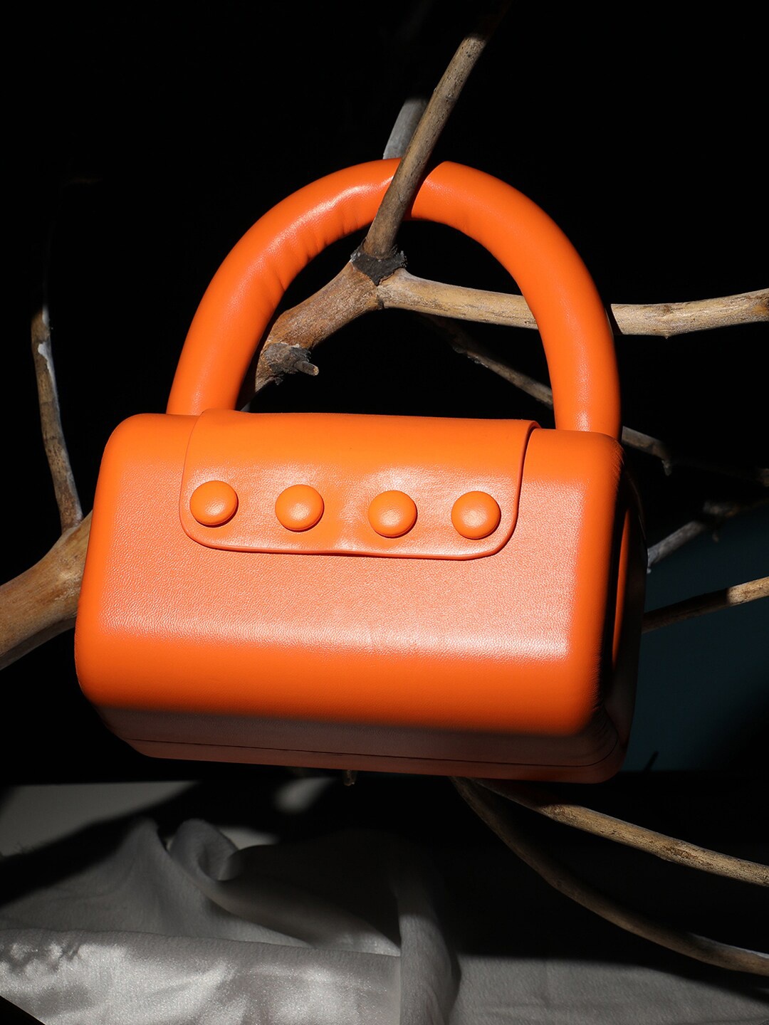 

HAUTE SAUCE by Campus Sutra Women Orange PU Structured Handbag