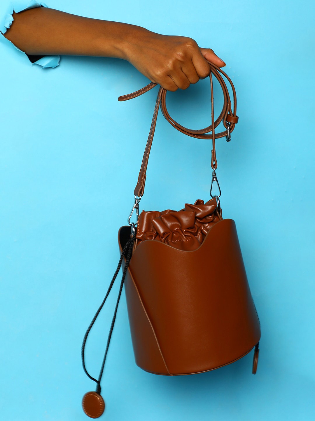 HAUTE SAUCE by Campus Sutra Women Brown PU Oversized Structured Tote Bag