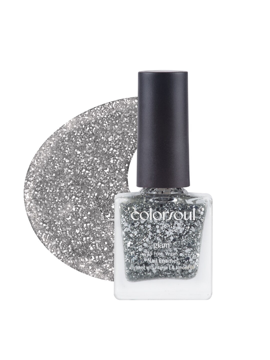 

Colorsoul Glam Vegan Nail Enamel with Vit E & Almond Oil 8 ml - Silver Sparkle