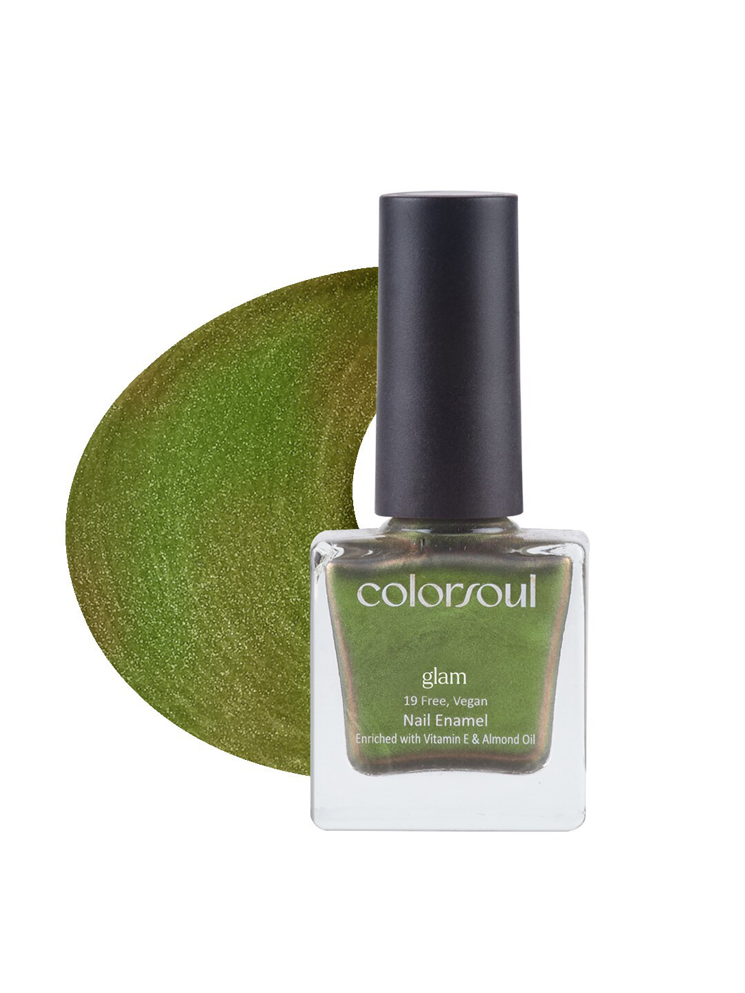 

Colorsoul Glam Vegan Nail Enamel with Vit E & Almond Oil 8 ml - Green Glow, Olive