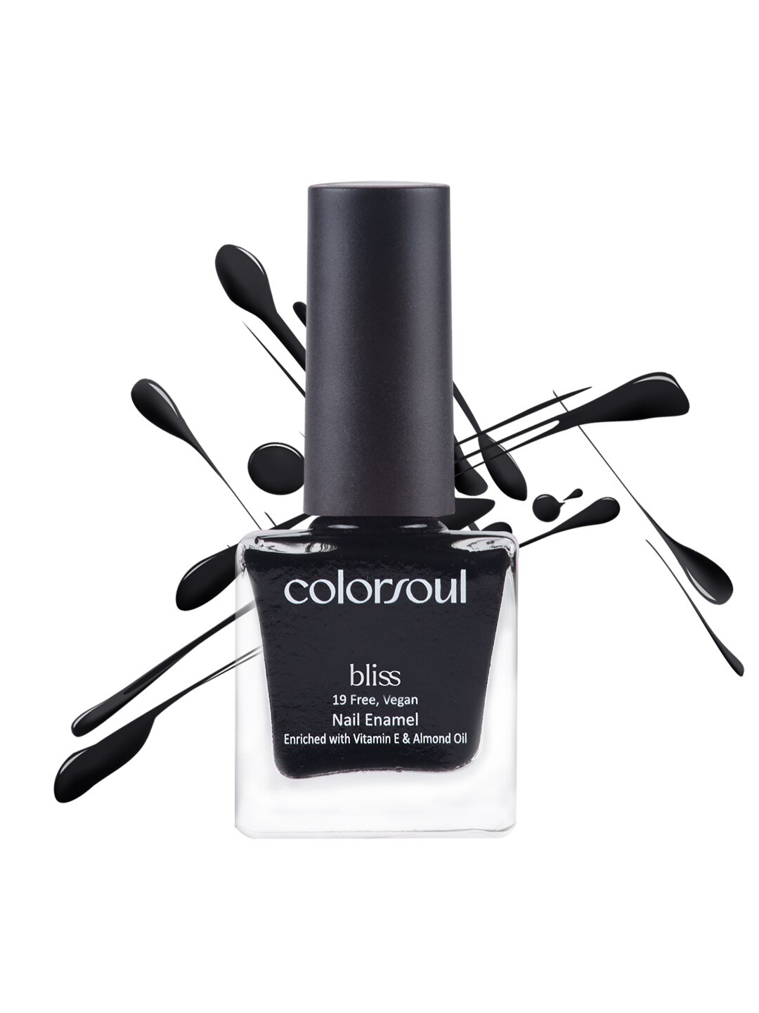

Colorsoul Bliss Vegan Nail Enamel with Vitamin E & Almond Oil - Hot Tar B24, Black