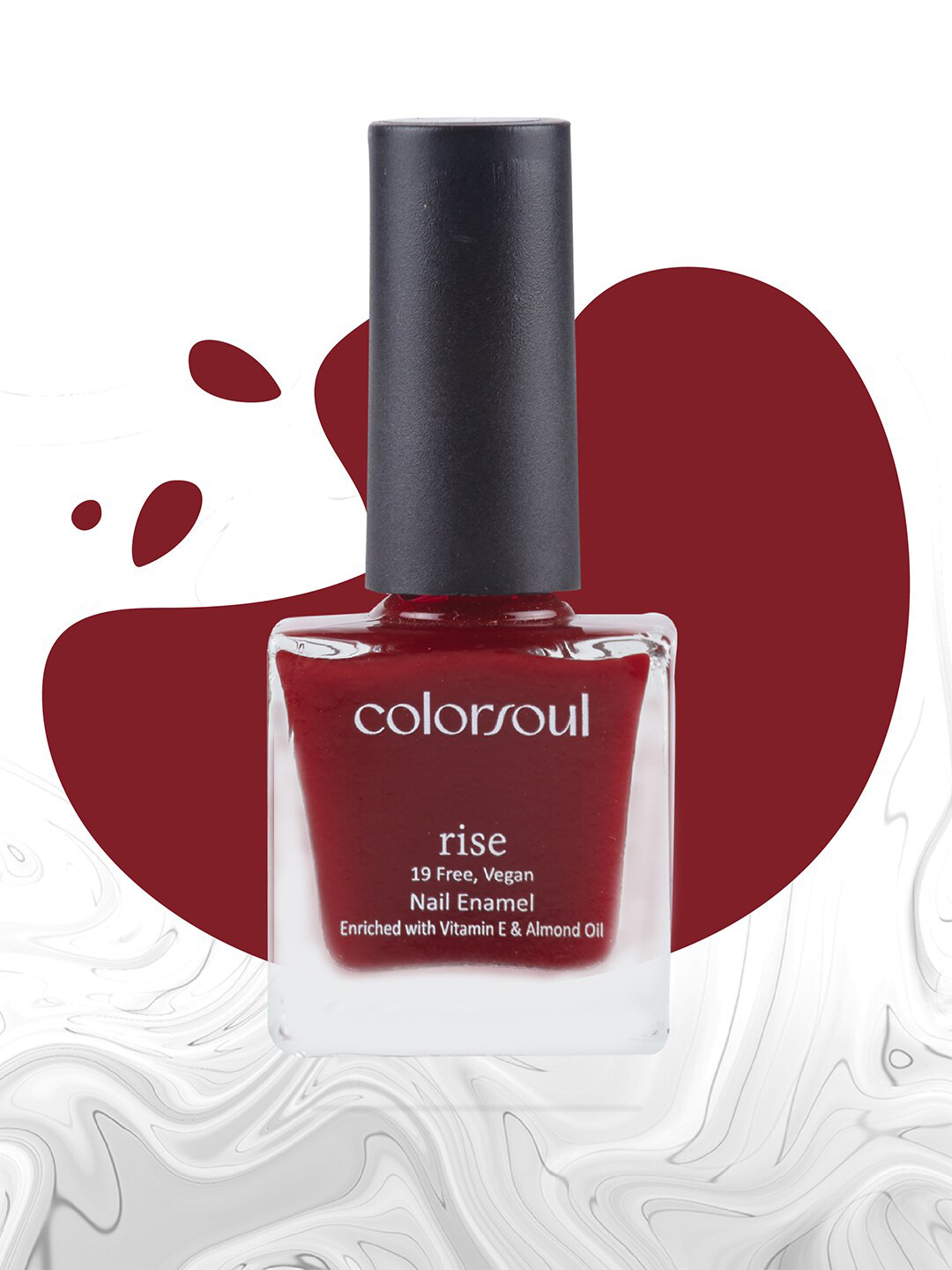 

Colorsoul Rise Vegan Nail Enamel with Vitamin E & Almond Oil 8 ml - Red Rebel R03, Maroon