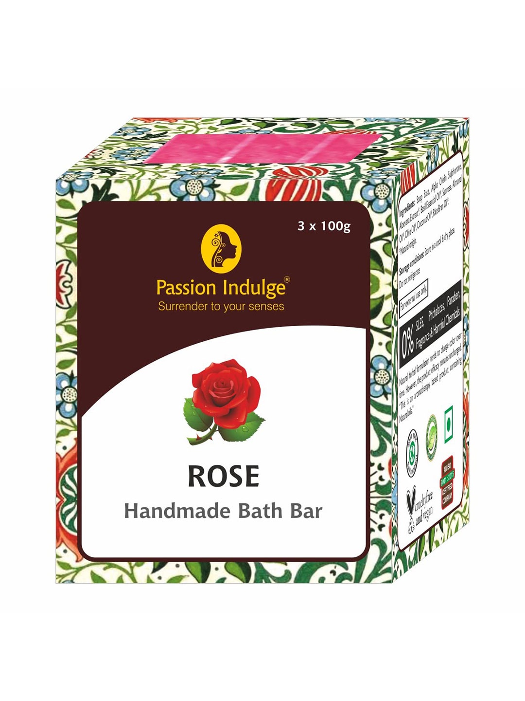 

Passion Indulge Pack of 3 Rose Handmade Soaps, Multi