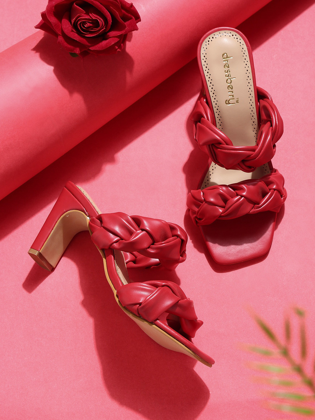 

DressBerry WOMEN Red PU Sandals Heels