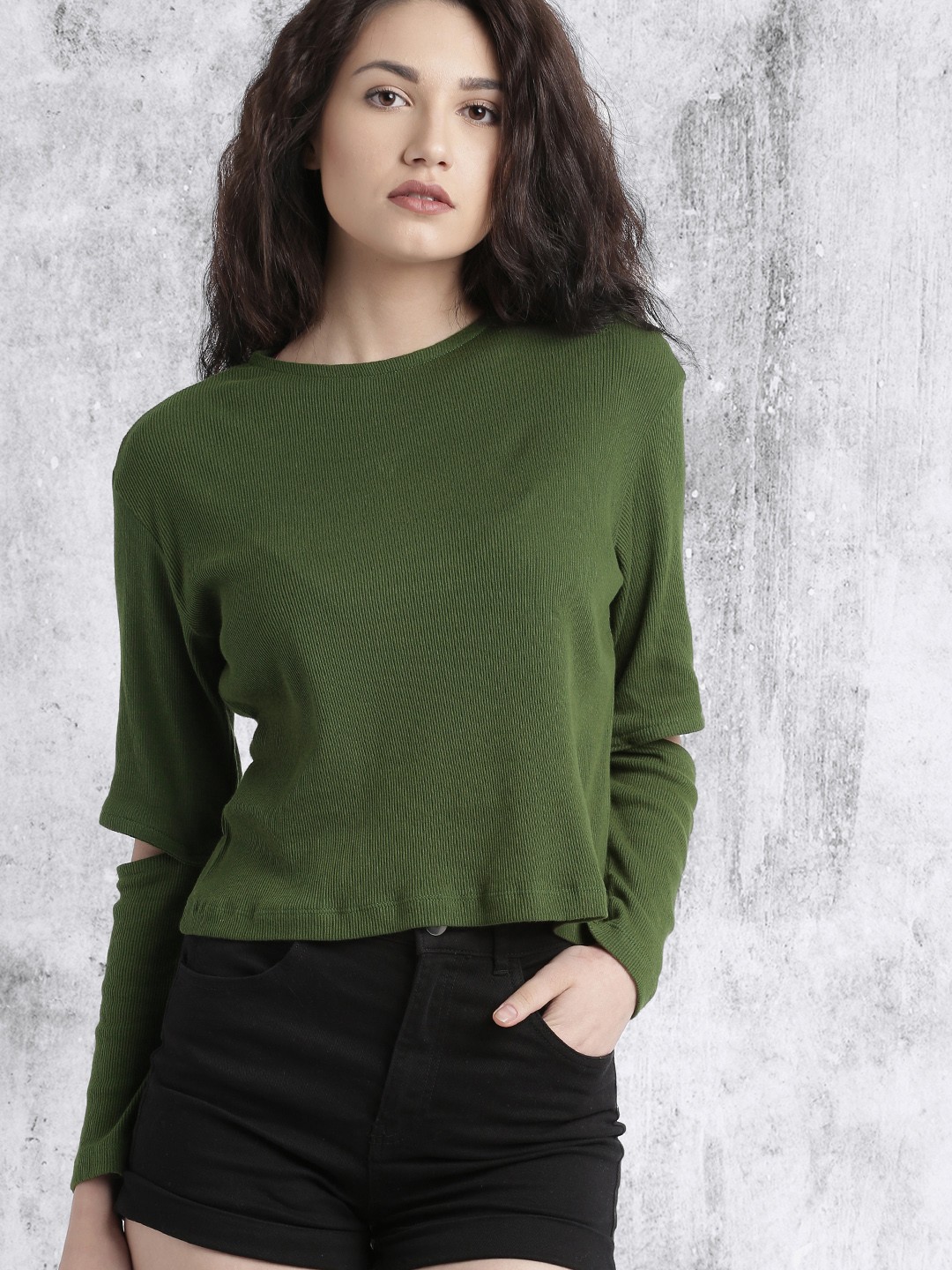 

Roadster Olive Green Pure Cotton Top