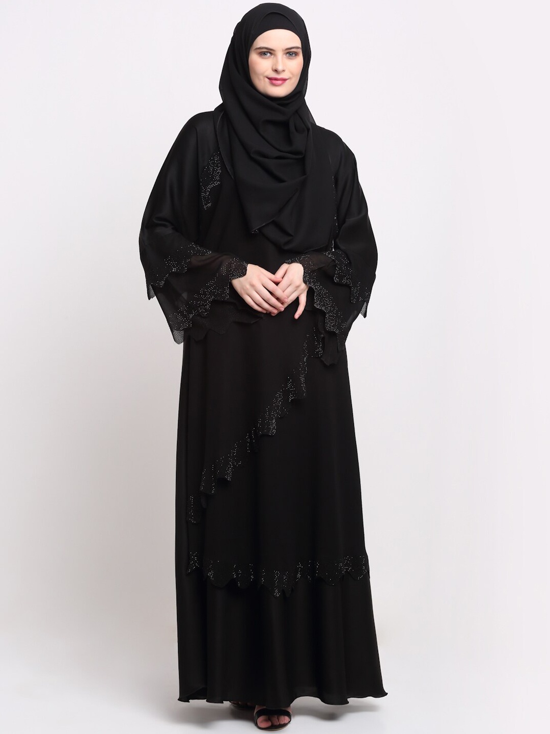 

KLOTTHE Women Black Solid Burqas With Scarf