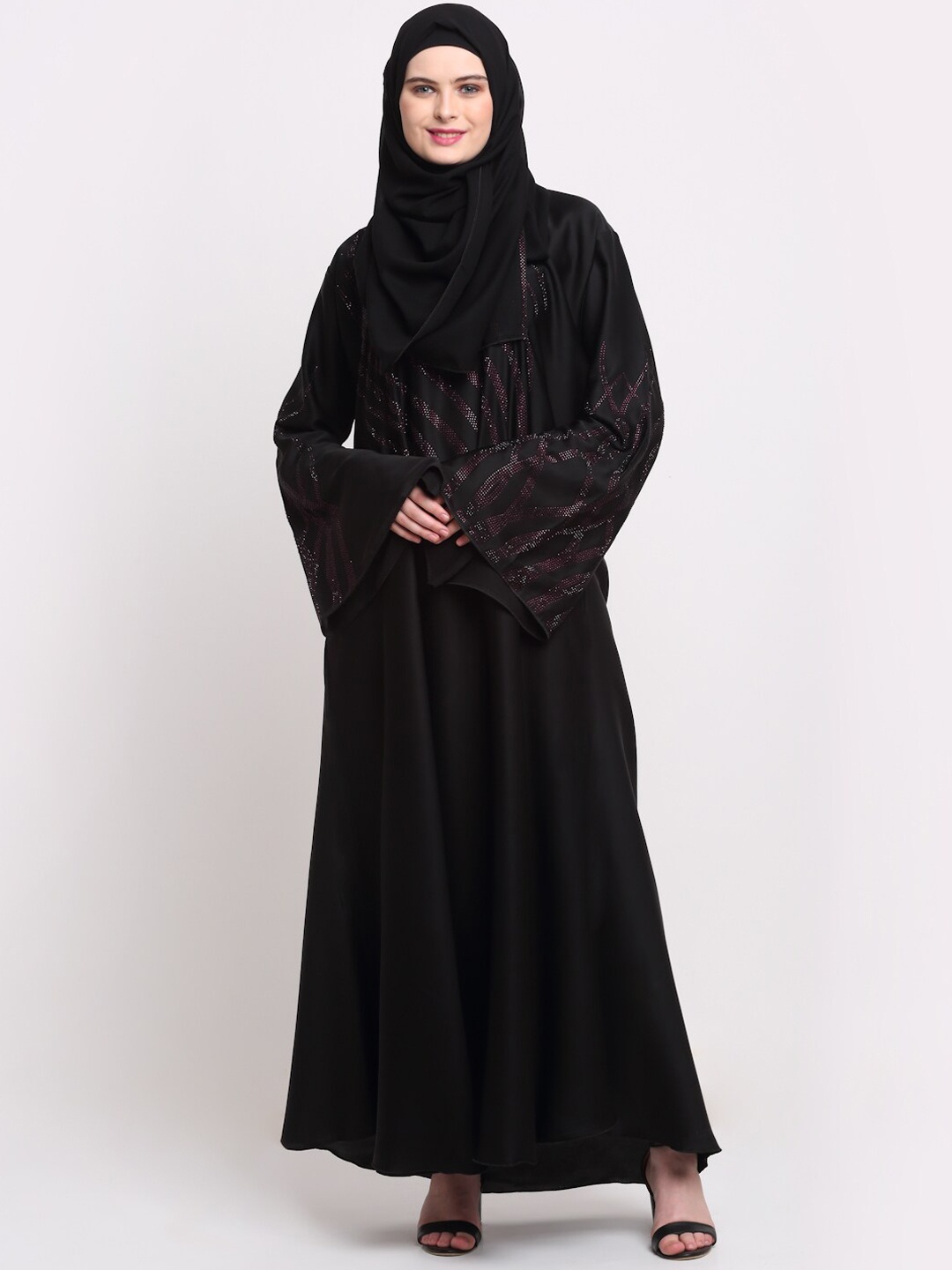 

KLOTTHE Women Black Solid Burqas With Scarf