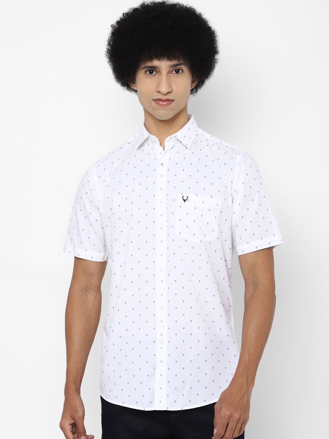 

Allen Solly Men Cotton White Slim Fit Printed Casual Shirt