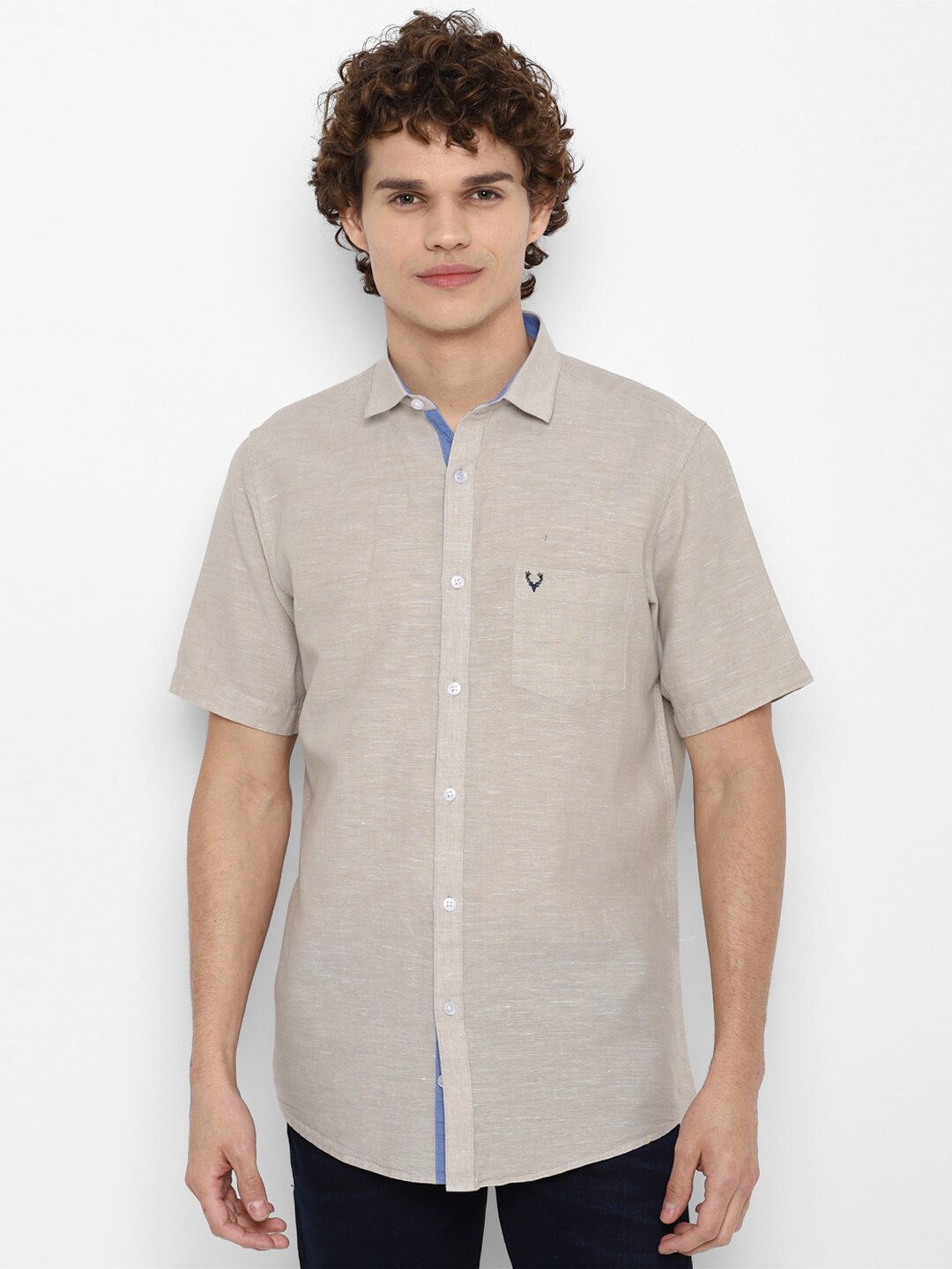 

Allen Solly Men Beige Slim Fit Casual Shirt