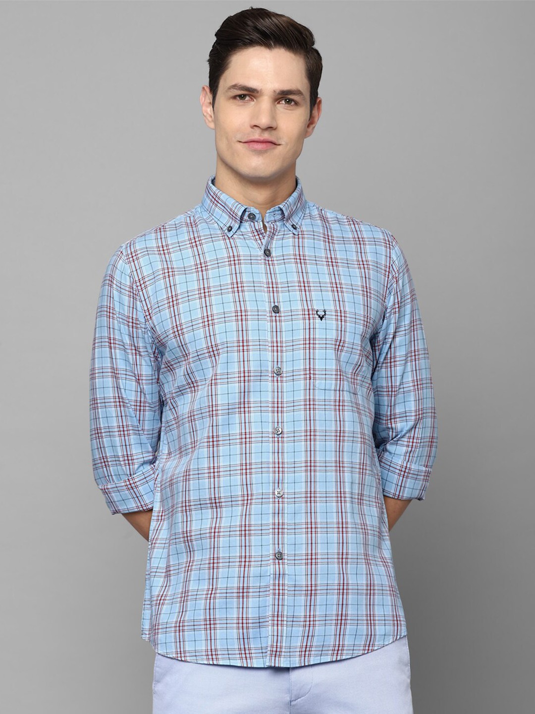 

Allen Solly Men Blue Slim Fit Tartan Checks Checked Casual Shirt