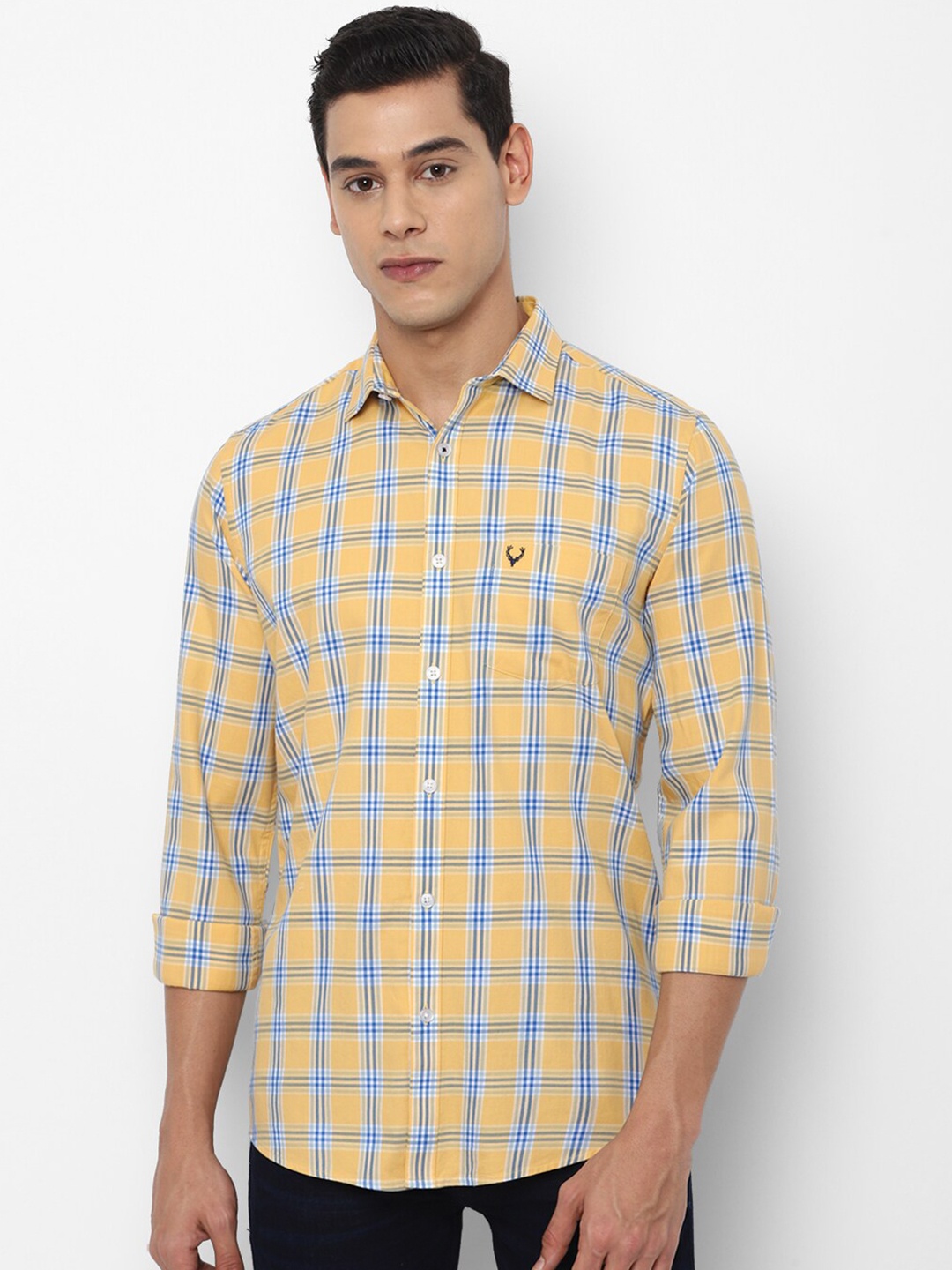

Allen Solly Men Yellow Slim Fit Checked Casual Shirt