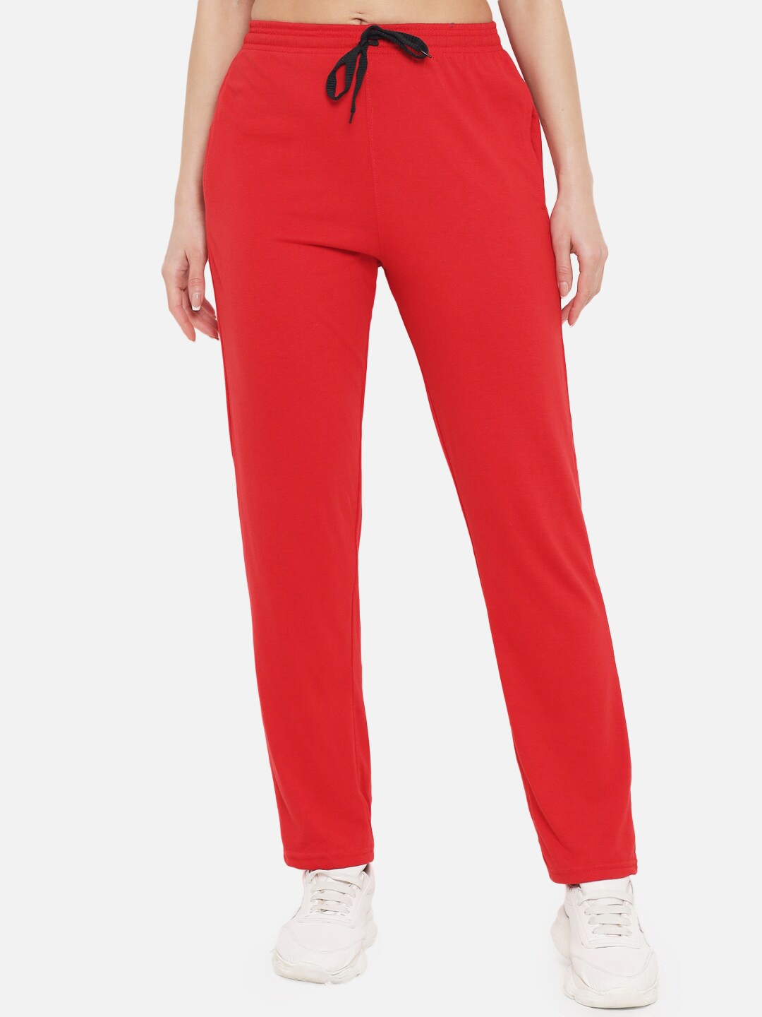 

FFLIRTYGO Women Red Relaxed Fit Solid Cotton Track Pants
