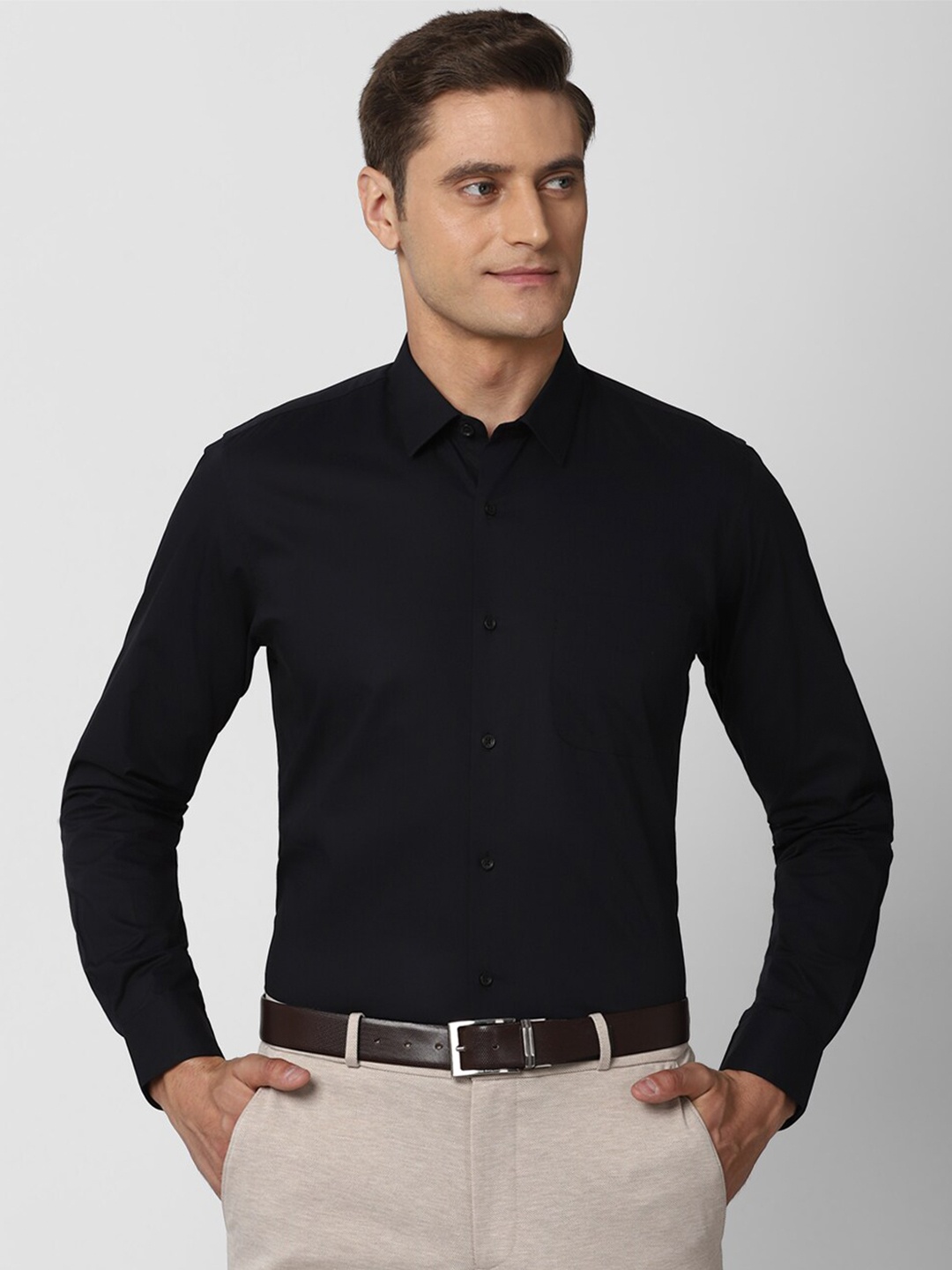 

Peter England Men Black Slim Fit Formal Shirt