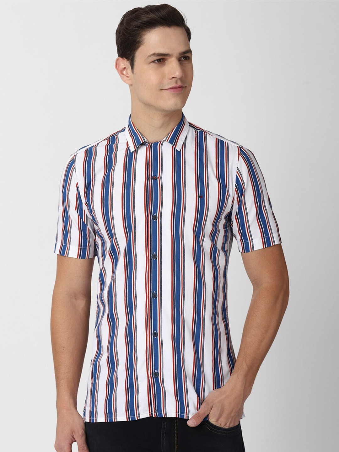 

Peter England Casuals Men Multicoloured Slim Fit Striped Casual Shirt, Multi