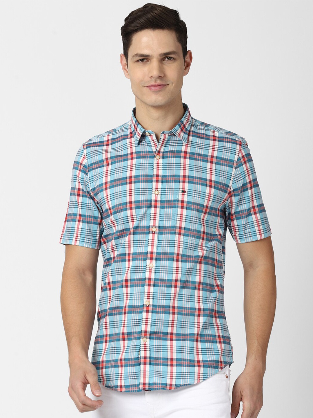 

Peter England Casuals Men Blue Slim Fit Checked Casual Shirt