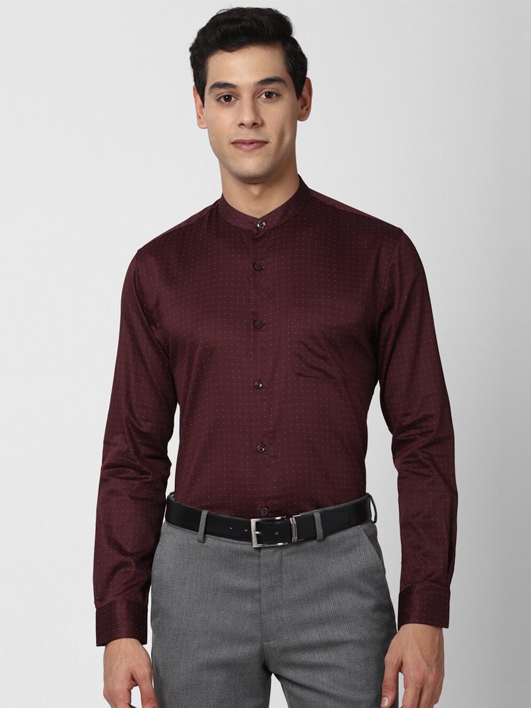 

Peter England Elite Men Maroon Slim Fit Printed Formal Shirt