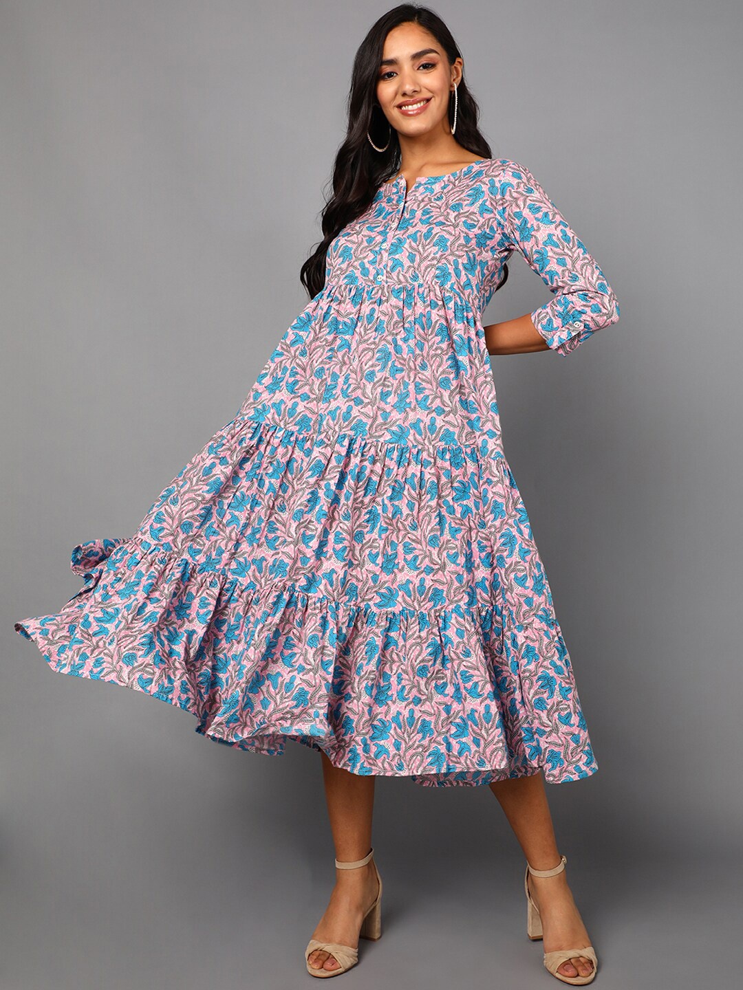 

AHIKA Lavender Floral Maternity A-Line Midi Dress
