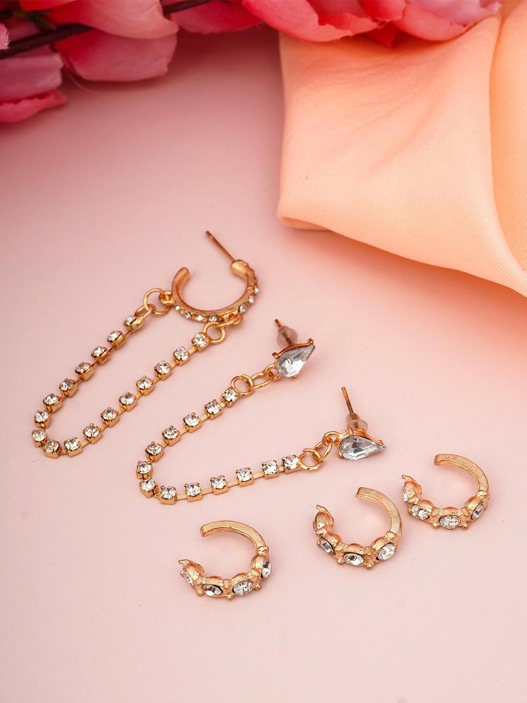 

Ferosh Set Of 5 Gold-Toned Contemporary Ear Cuff Earrings