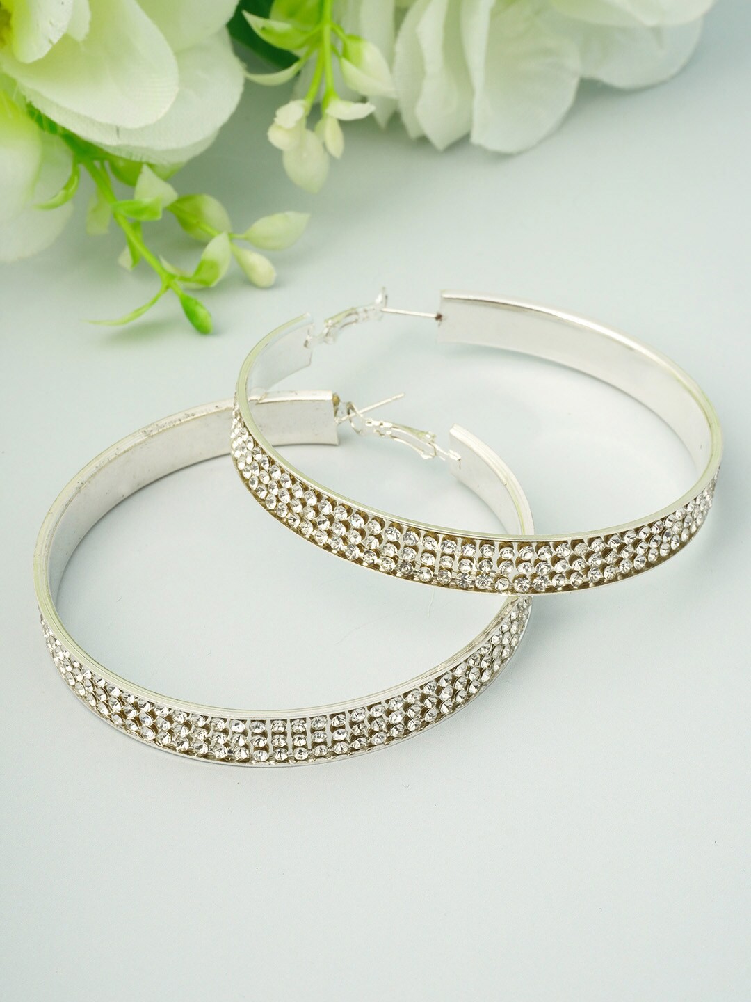 

Ferosh Silver-Toned Circular Hoop Earrings