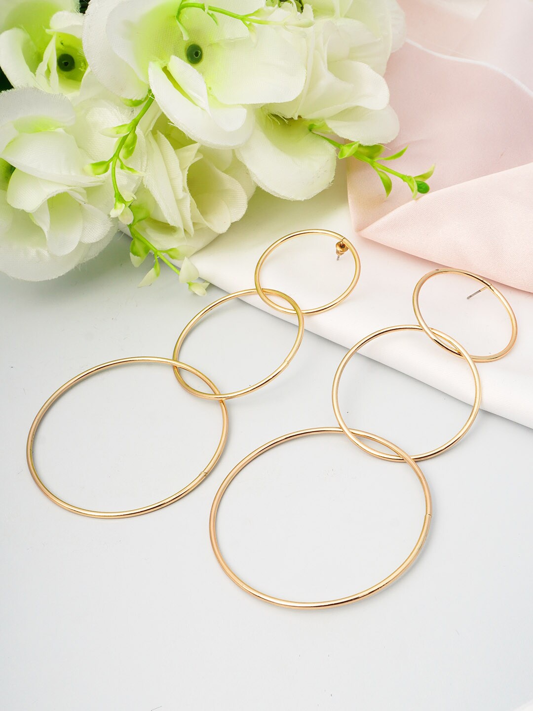 

Ferosh Women Gold-Toned Circular Drop Earrings