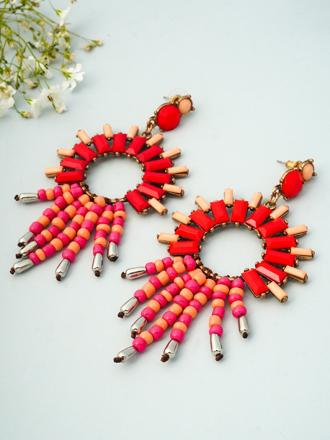 

Ferosh Pink Circular Drop Earrings