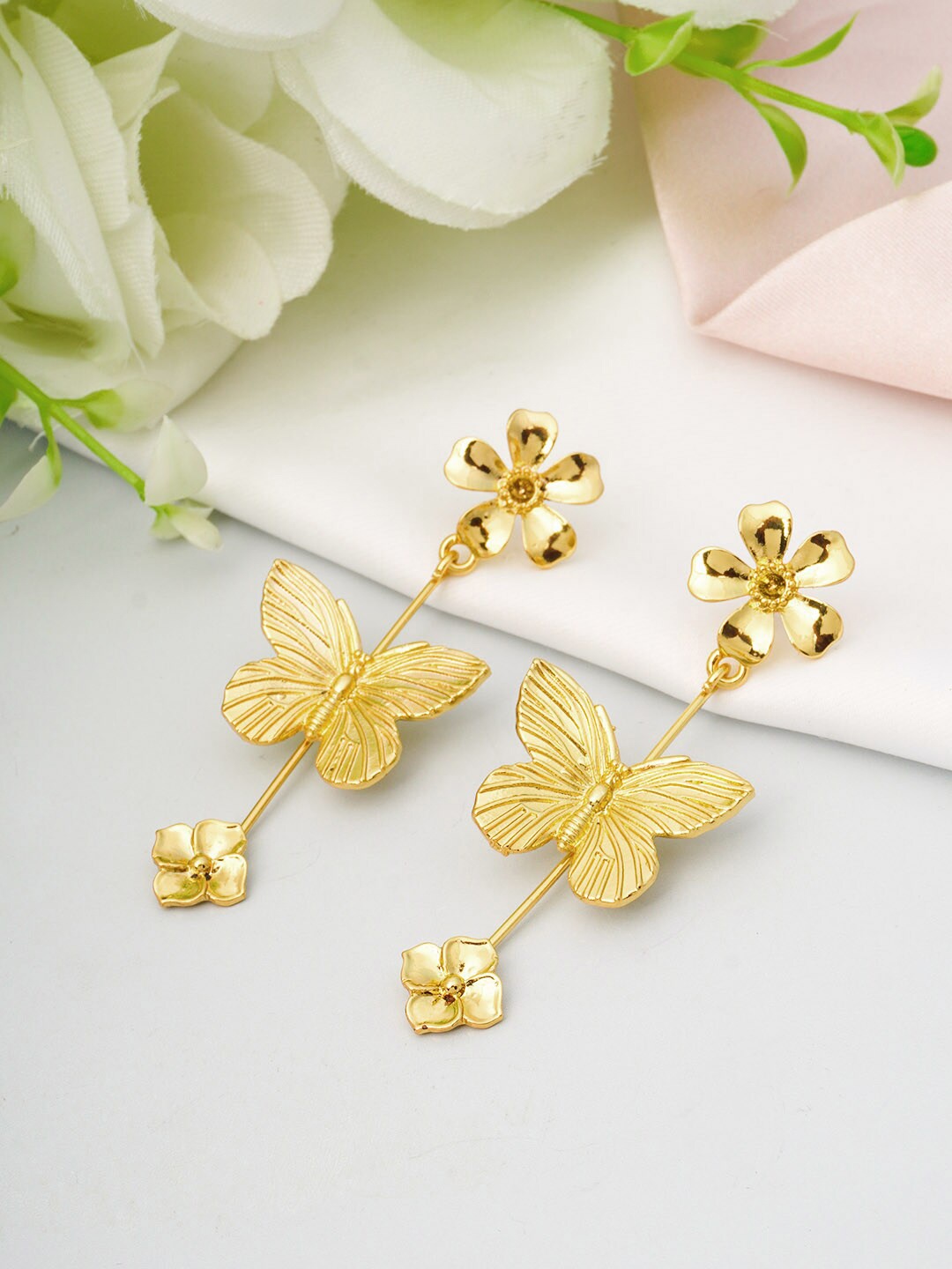 

Ferosh Gold Plated Leaf Shaped Drop Earrings