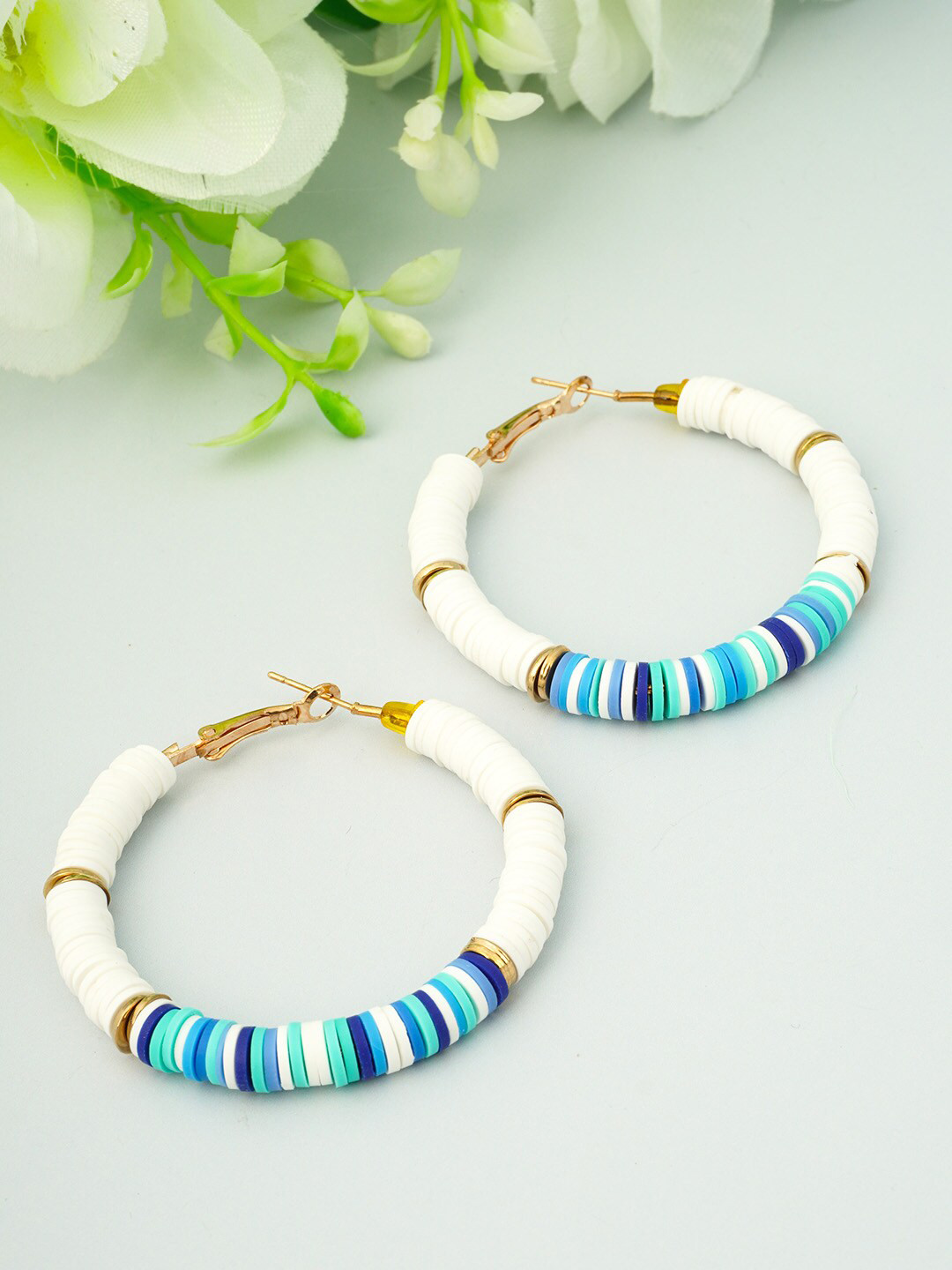 

Ferosh Blue Circular Hoops Handcrafted Earrings