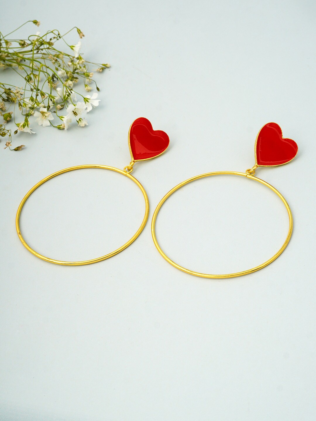

Ferosh Red Circular Drop Earrings