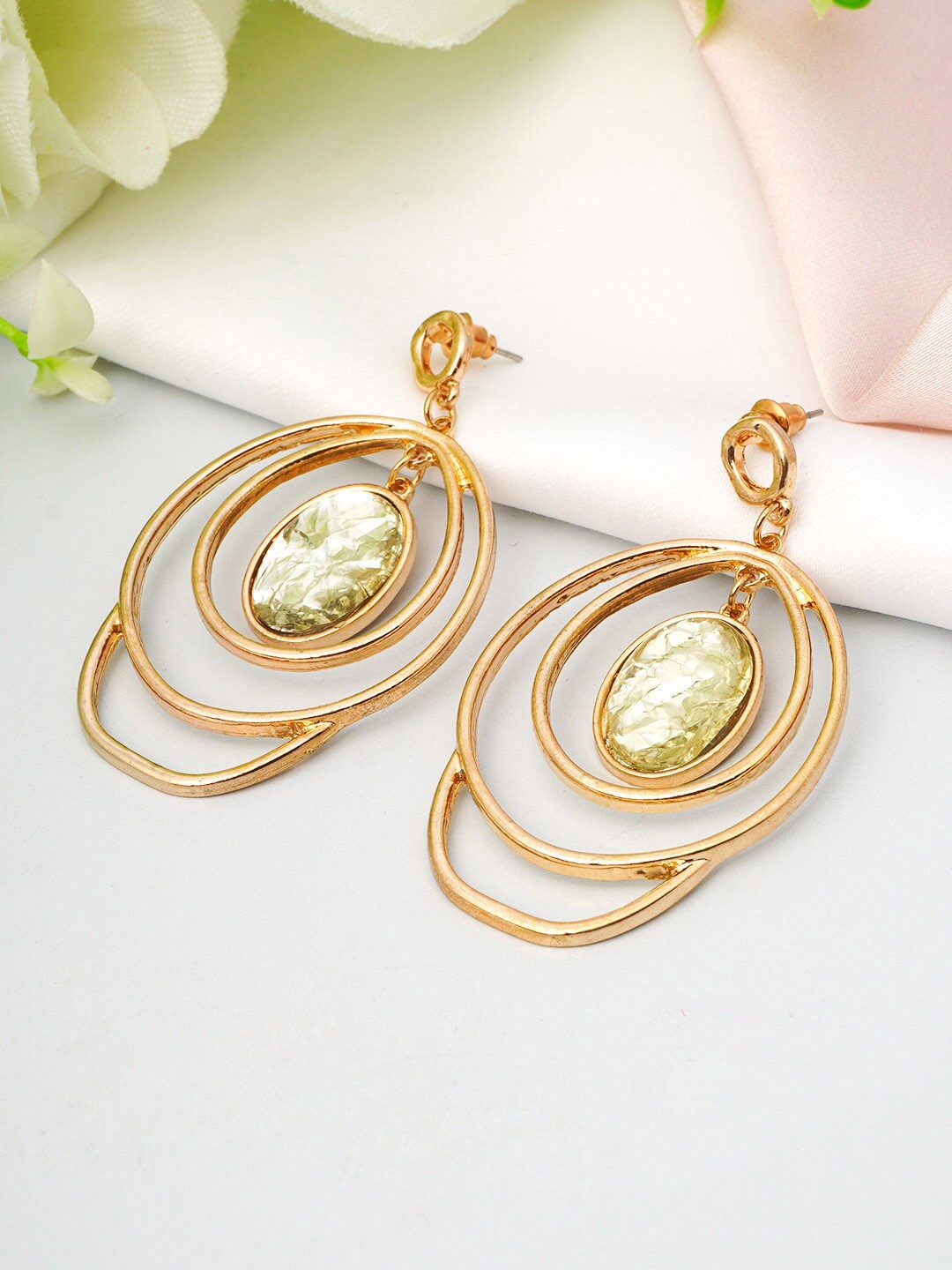 

Ferosh Gold-Toned Circular Drop Earrings