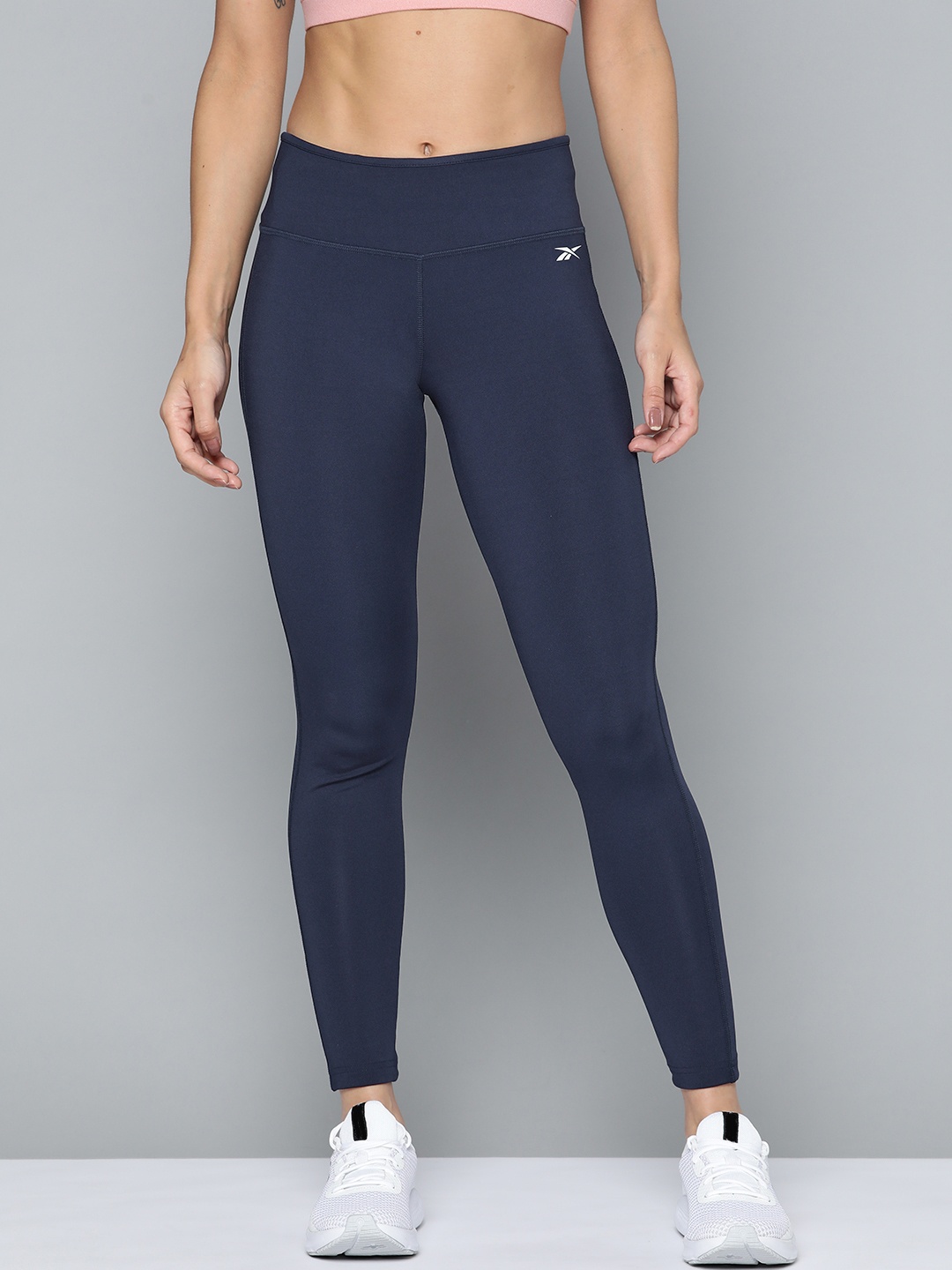 

Reebok Women Navy Blue Solid Training Tights