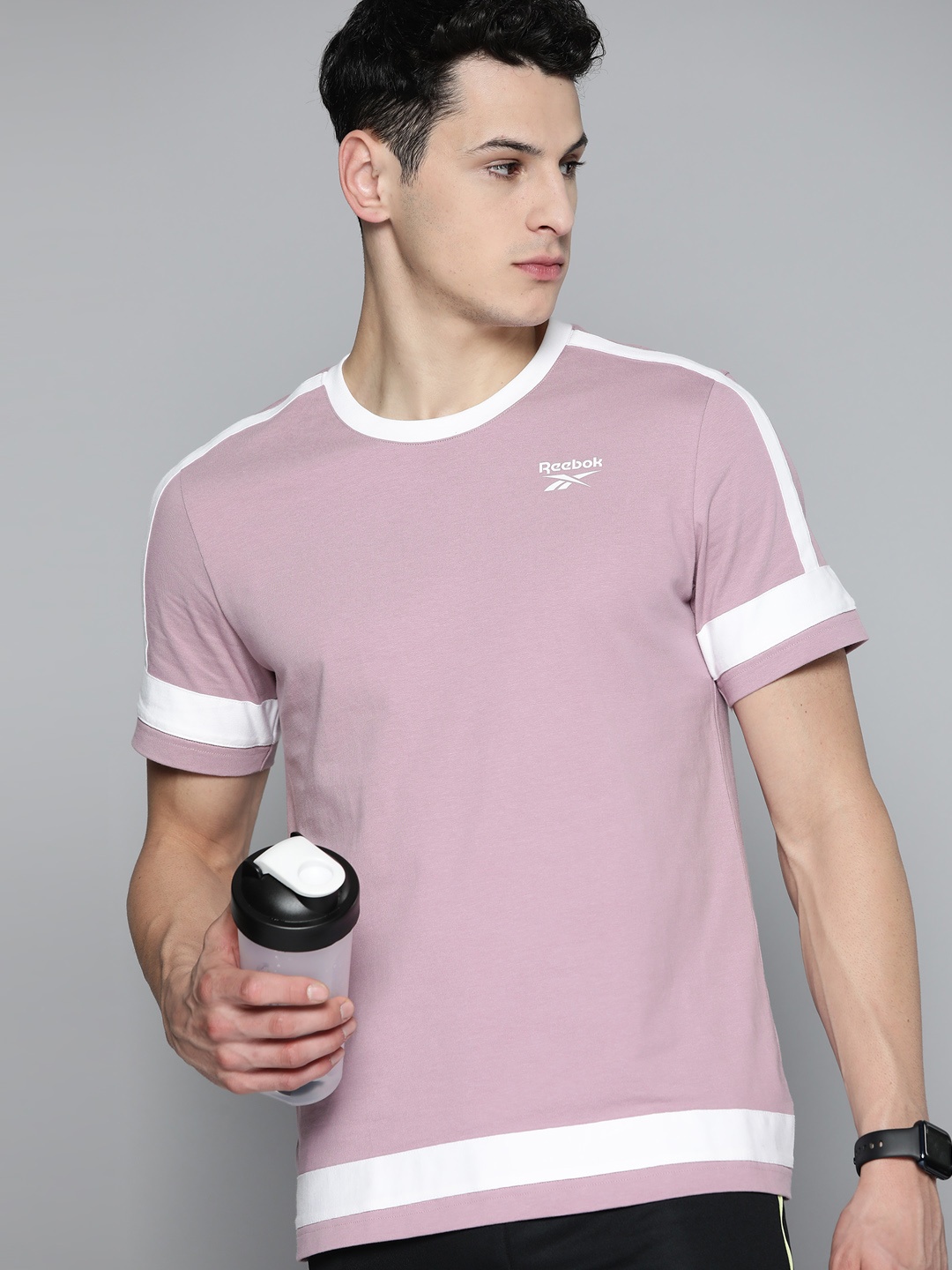 

Reebok Classic Men WCE Brand Logo Printed Pure Cotton Slim Fit T-shirt, Mauve