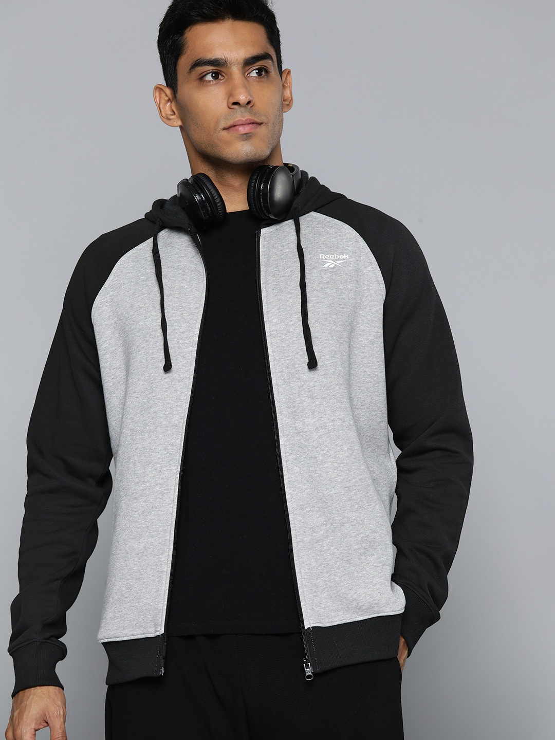 

Reebok Front Open Hooded Sweatshirt, Grey
