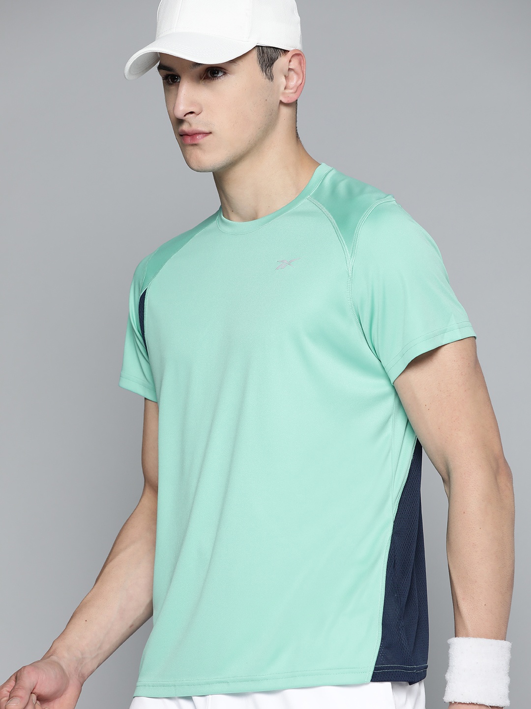 

Reebok Men Brand Logo Printed Running Speedwick T-shirt, Sea green