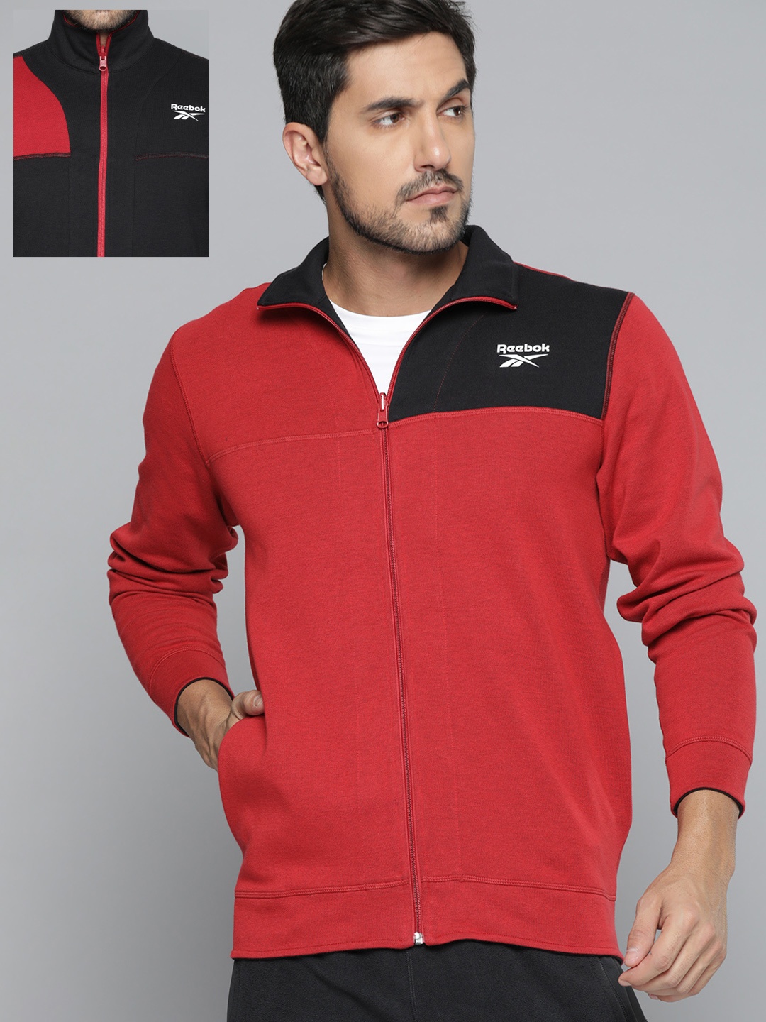 

Reebok Men Red & Black Reversible Training Sporty Jacket