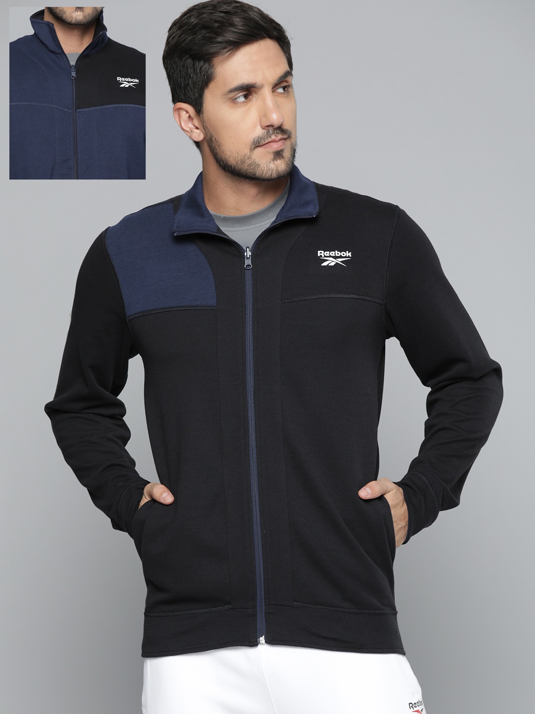 

Reebok Men Navy Blue Reversible Training Sporty Jacket