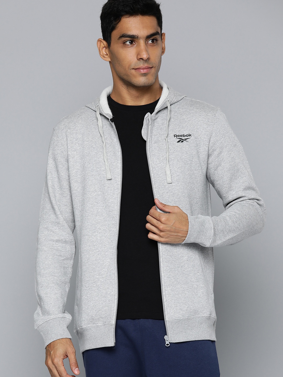 

Reebok Front Open Hooded Sweatshirt, Grey