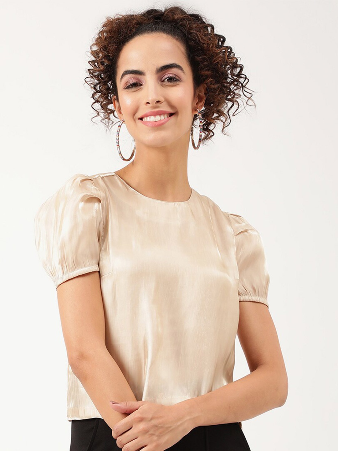 

CENTRESTAGE Beige Puff Sleeve Top