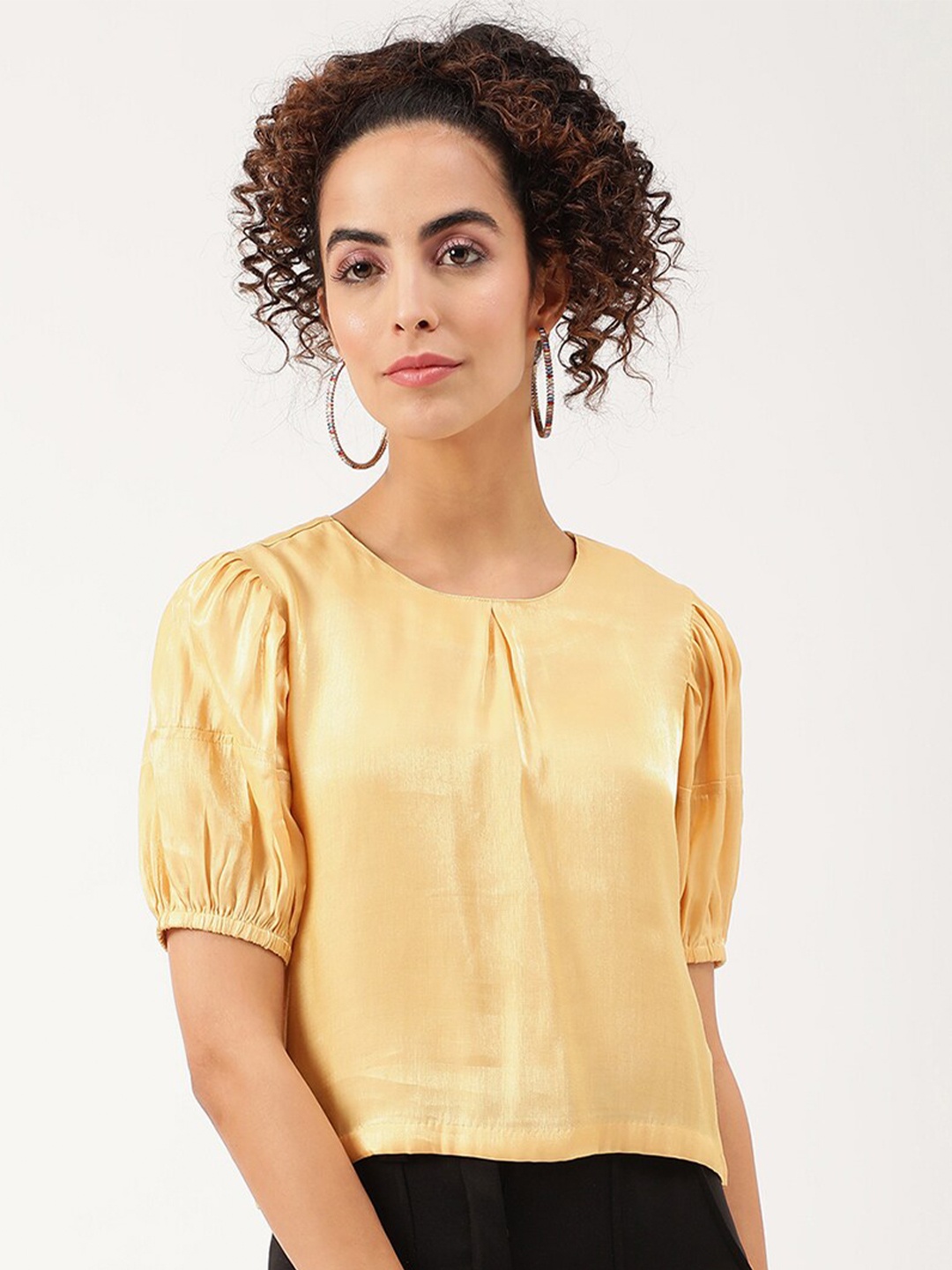 

CENTRESTAGE Women Yellow Solid Top