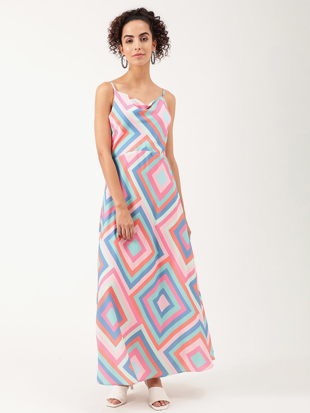 

CENTRESTAGE Women Multicoloured Maxi Dress, White