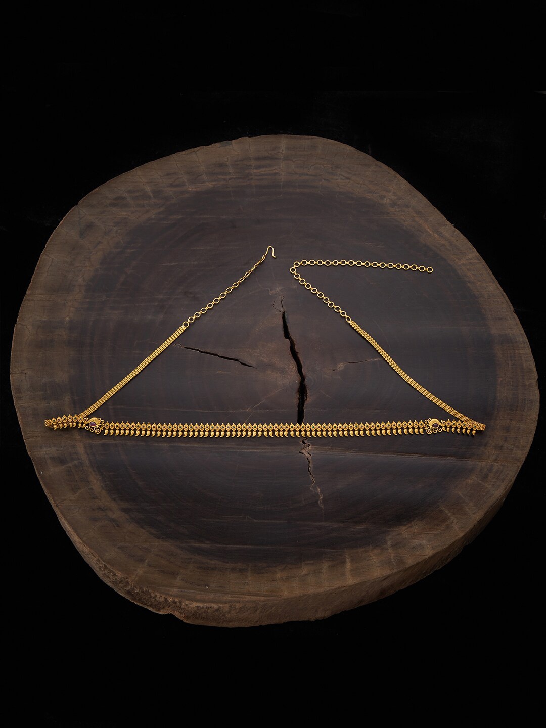 

Kushal's Fashion Jewellery Gold-Toned & Ruby Red Stone-Studded Antique Belt Embellished Waist Chain
