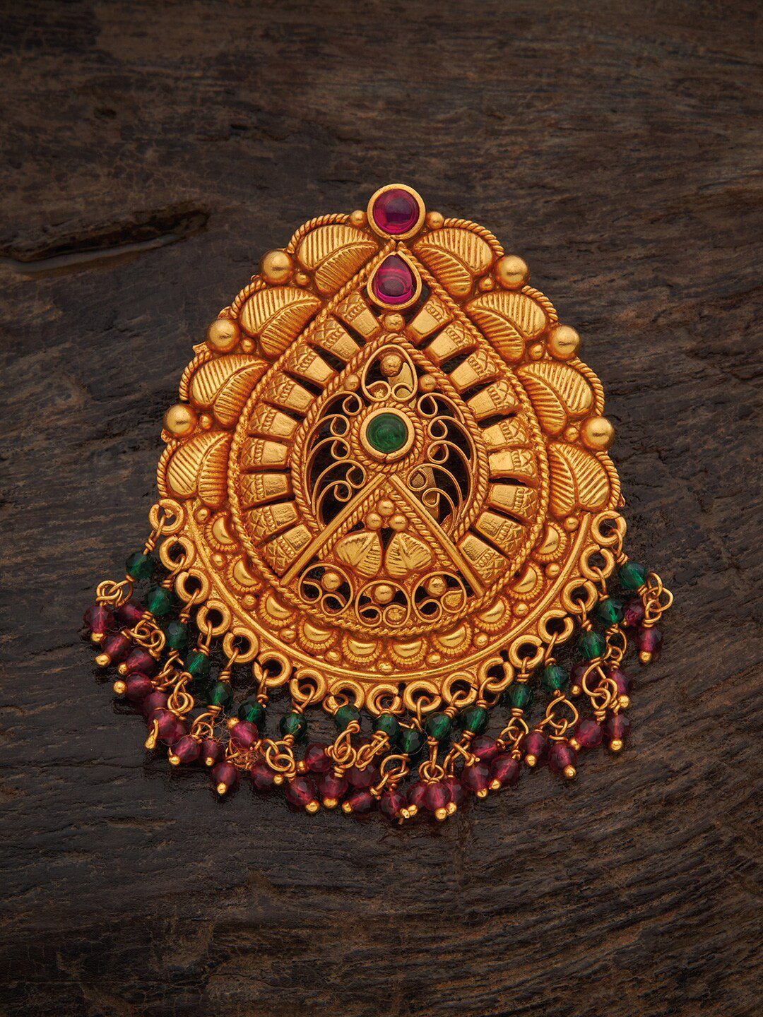 

Kushal's Fashion Jewellery Women Red & Gold-Toned 92.5 Pure Silver Pendant