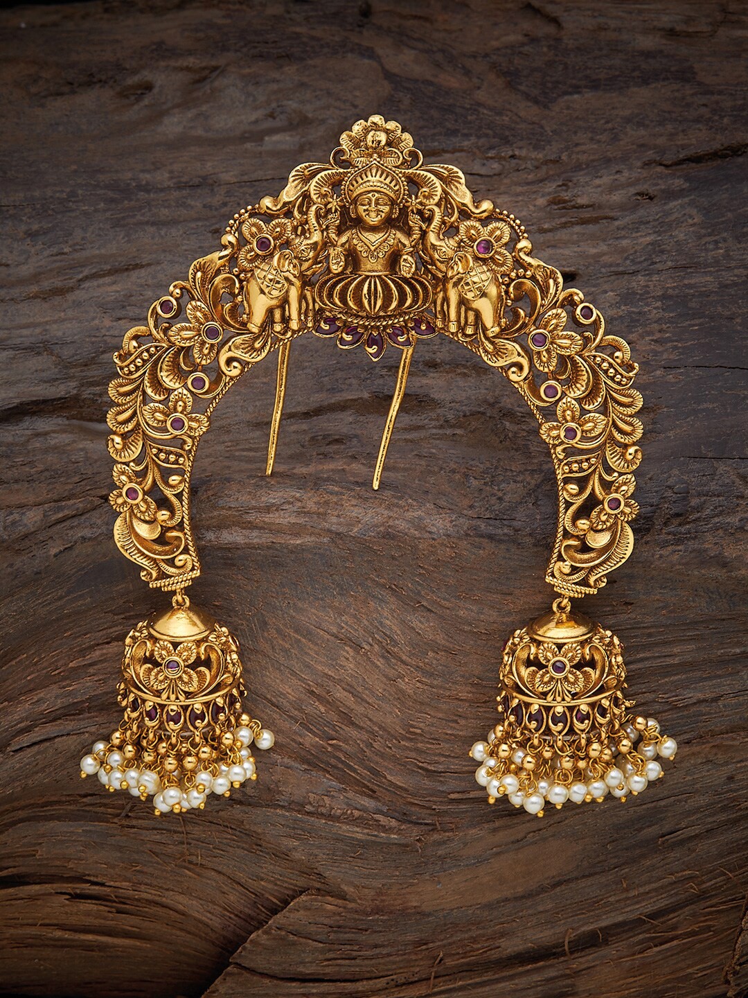 

Kushal's Fashion Jewellery Women Red & Gold-Toned Embellished Hair Accessory Set