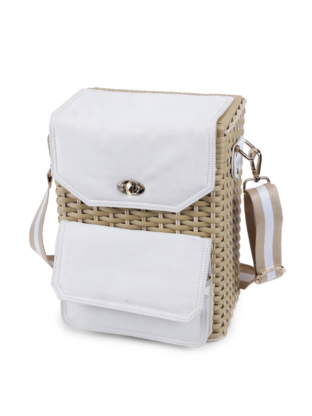

BAR BOX White & Beige Colourblocked Wine Basket