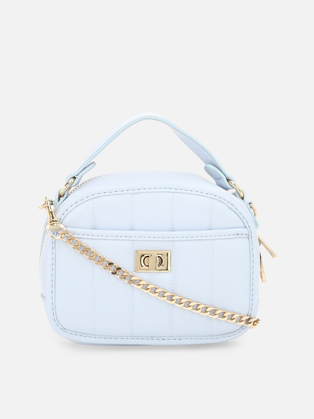 

FOREVER 21 Women Blue Leather Structured Sling Handbag