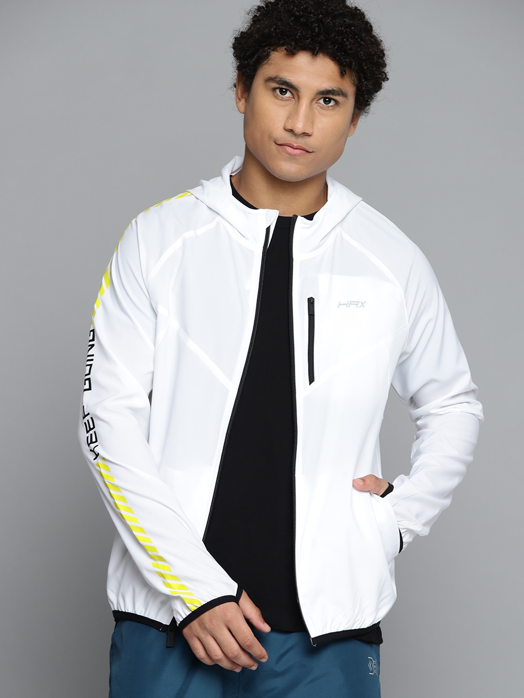 

HRX by Hrithik Roshan Men White Solid Running Sporty Jacket