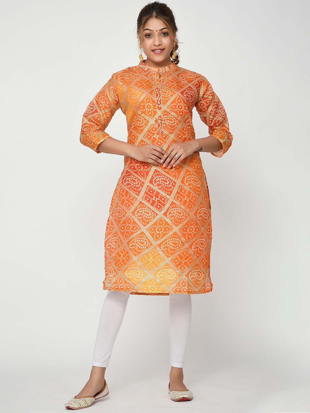 

Kesarya Women Orange Ethnic Motifs Printed Kurta